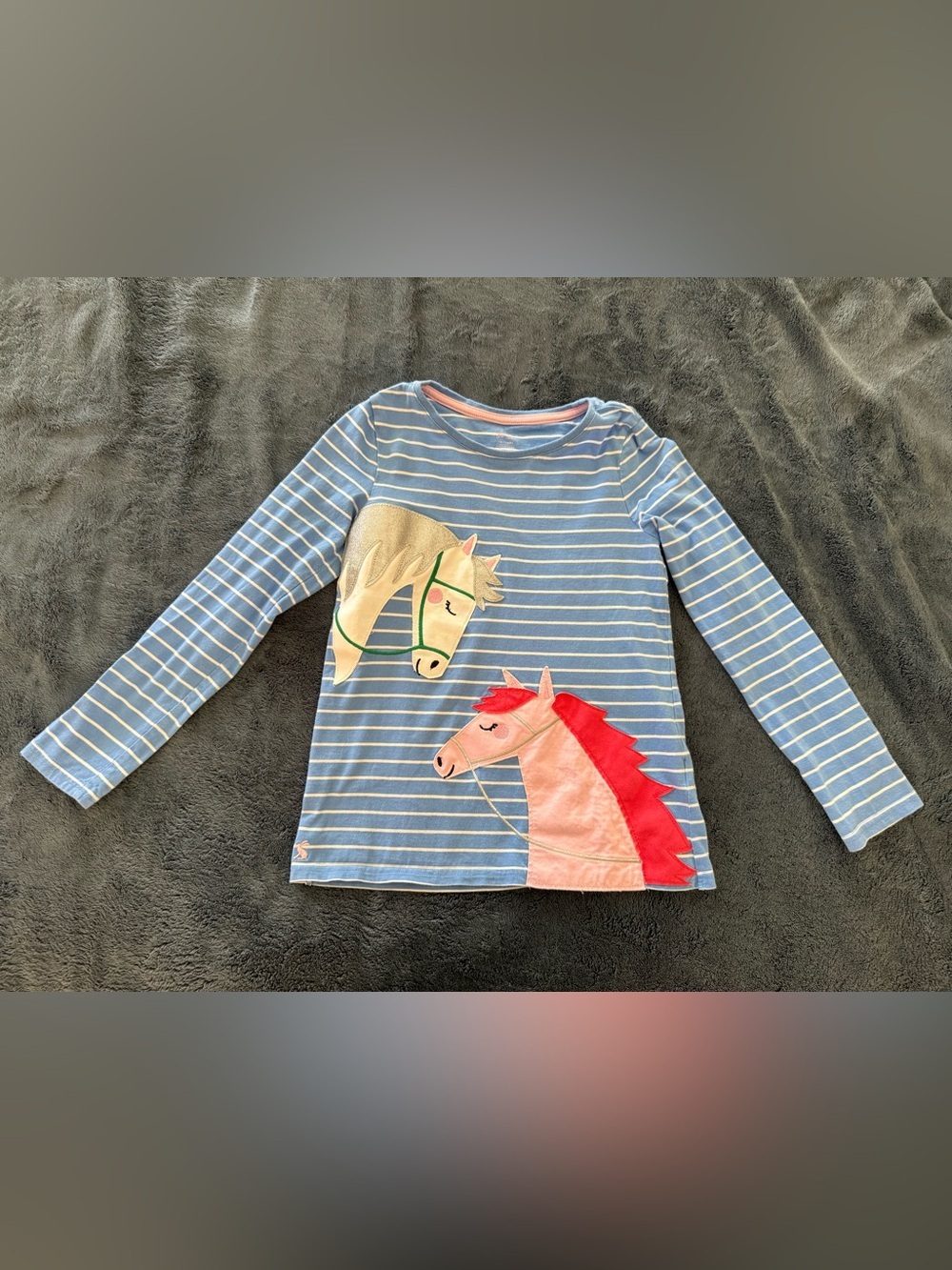 Joules girls long sleeve shirt with horse appliqué size 10T